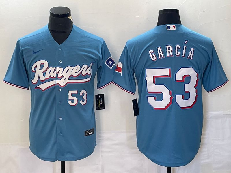 Men Texas Rangers #53 Garcia Light Blue Game Nike 2023 MLB Jersey style 1->texas rangers->MLB Jersey